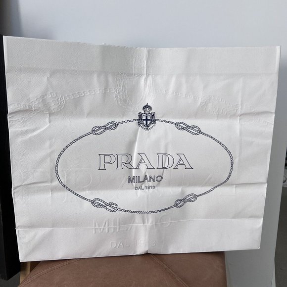 AUTHENTIC PRADA Embossed XL White Shopping Gift Bag 22" x 18" x 5" - Picture 1 of 10